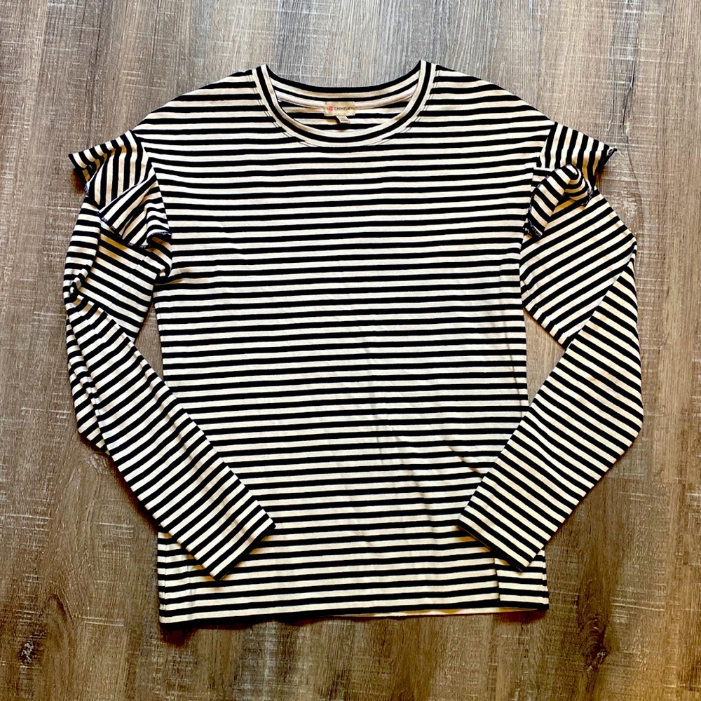 Like New - CREMIEUX Long-Sleeve/Ruffle Shoulder Top